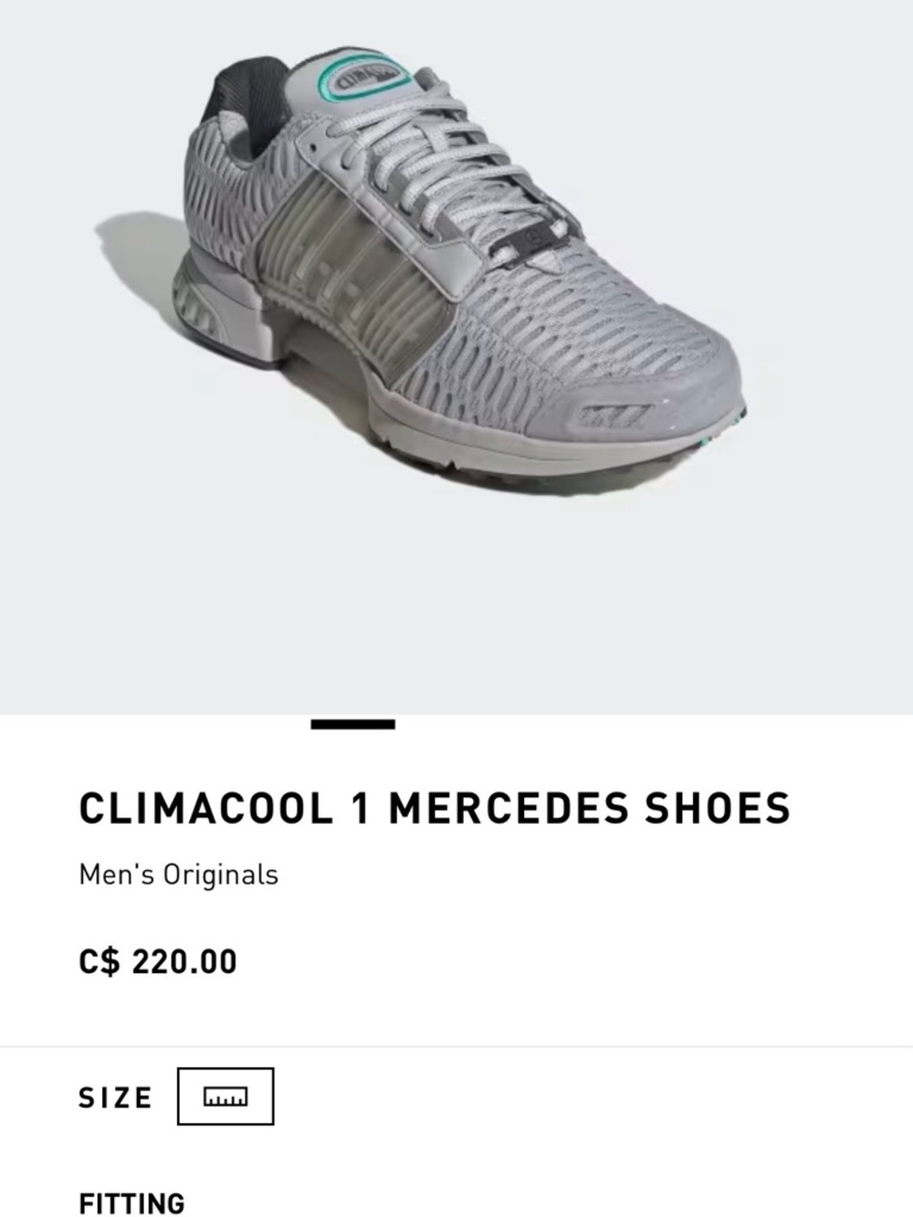 adidas Climacool Shoe - Light Gray with Teal Accent